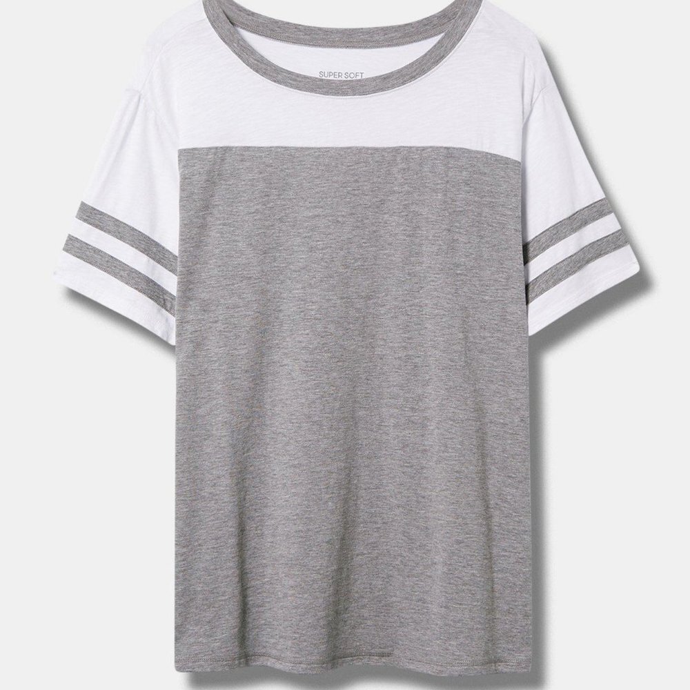 Super Soft Slub Boat Neck Elbow Sleeve Varsity Tee